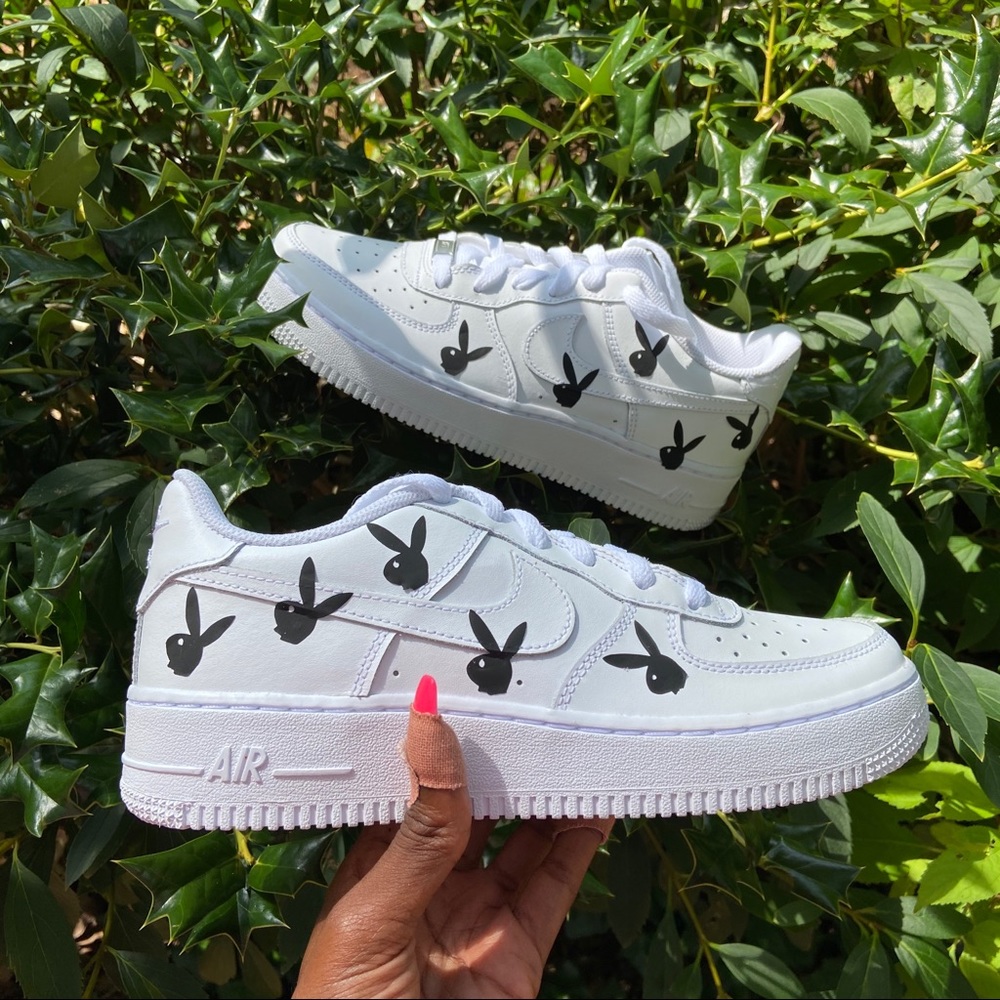 Black playboy bunny Custom Air Force 1s
